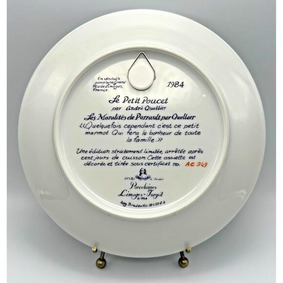 VINTAGE Le Petit Poucet (Tom Thumb) Limoges-Turgot 8" Collector Plate 1984 w/COA - Picture 2 of 5